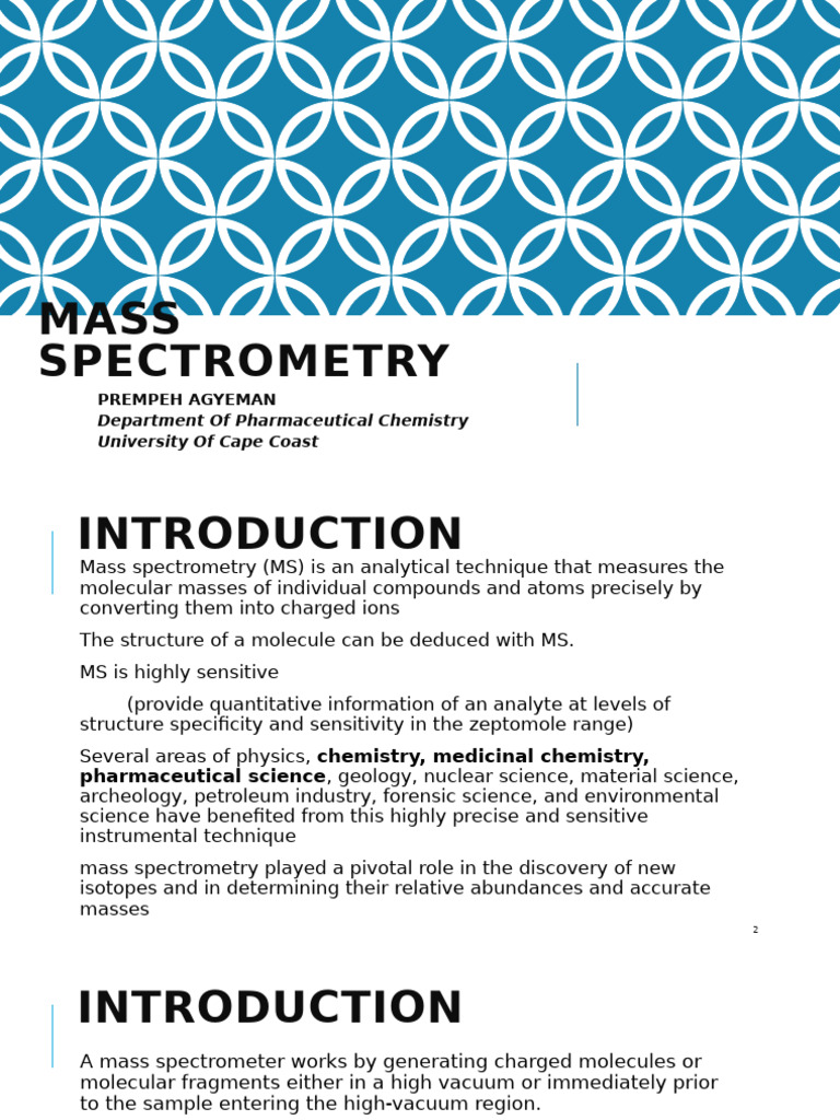 Mass Spectrometry Basics and Applications | PDF | Mass Spectrometry | Ion