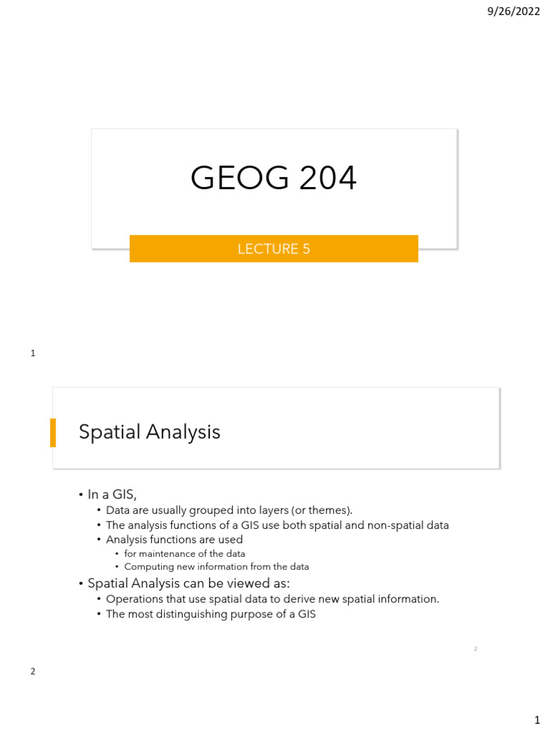 Geog204 Fall22 Lecture5 | PDF | Geographic Information System | Spatial ...