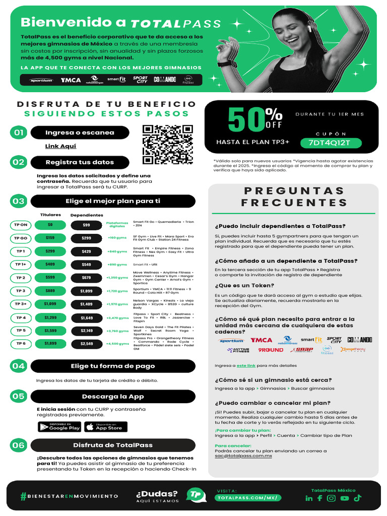 Membresías TotalPass: Acceso a 4500 gimnasios | PDF