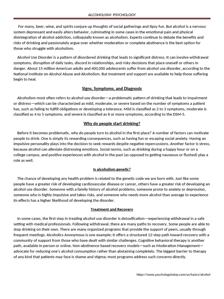 Alcoholism | PDF | Alcoholism | Mental Disorder