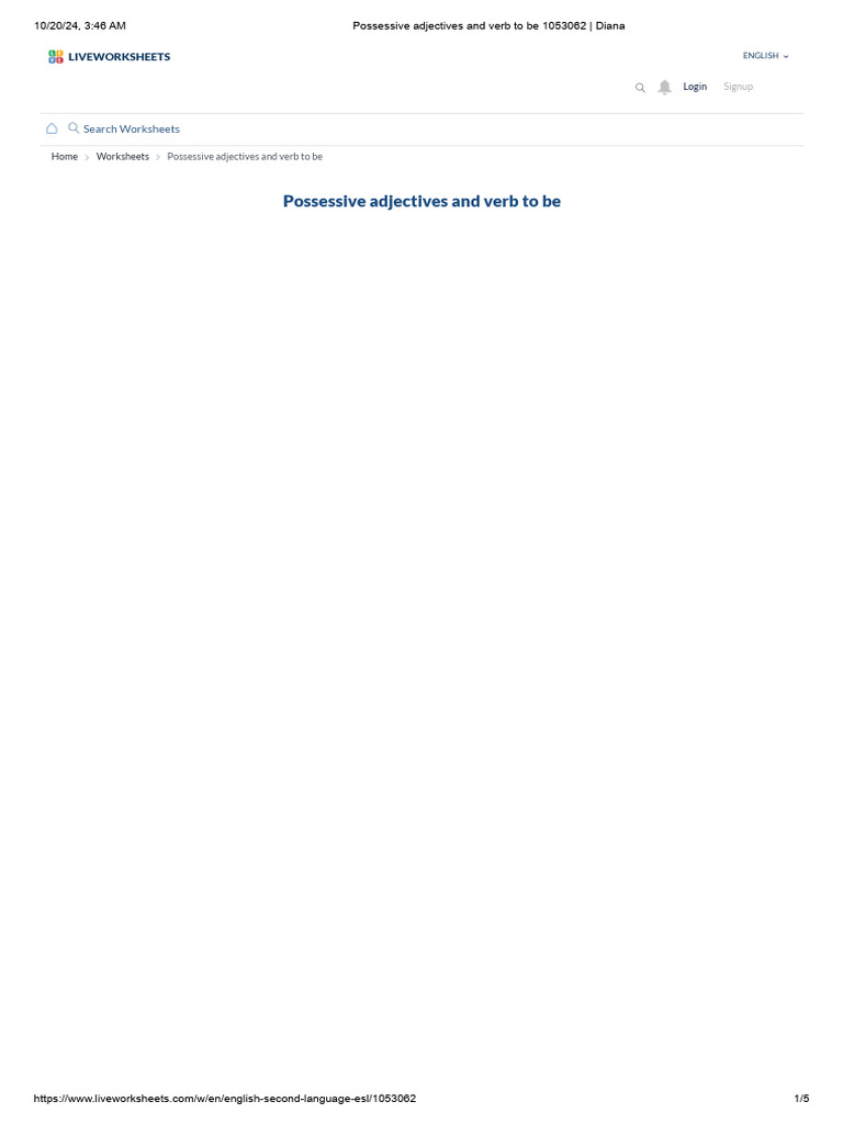 Possessive Adjectives and Verb To Be 1053062 - Diana | PDF