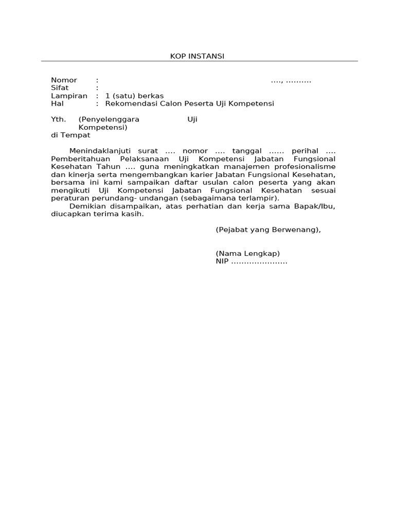Surat Rekom Peserta | PDF