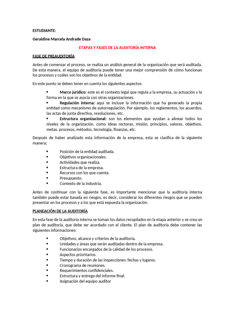 Fases de la Auditoría Interna: Guía Completa | PDF | Auditoría ...
