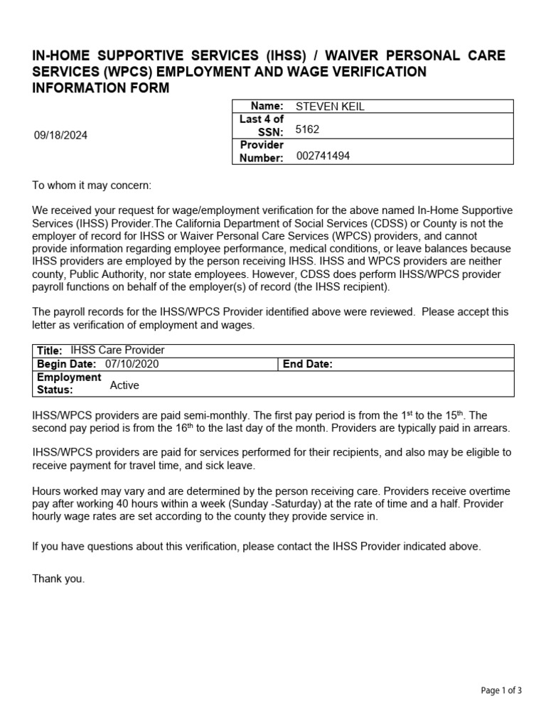 Employment and Wage Verification 3 | PDF | Employment | Overtime