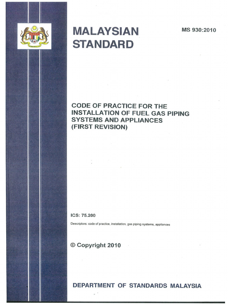 MS 930 2010 - Inst. of Fuel Gas Piping Systems & Appliances | PDF