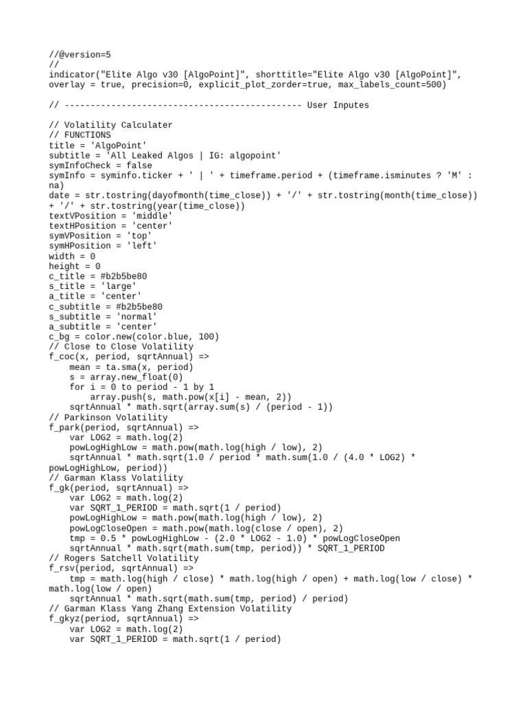 Elite Algo v30 Fix | PDF | Mathematics | Descriptive Statistics