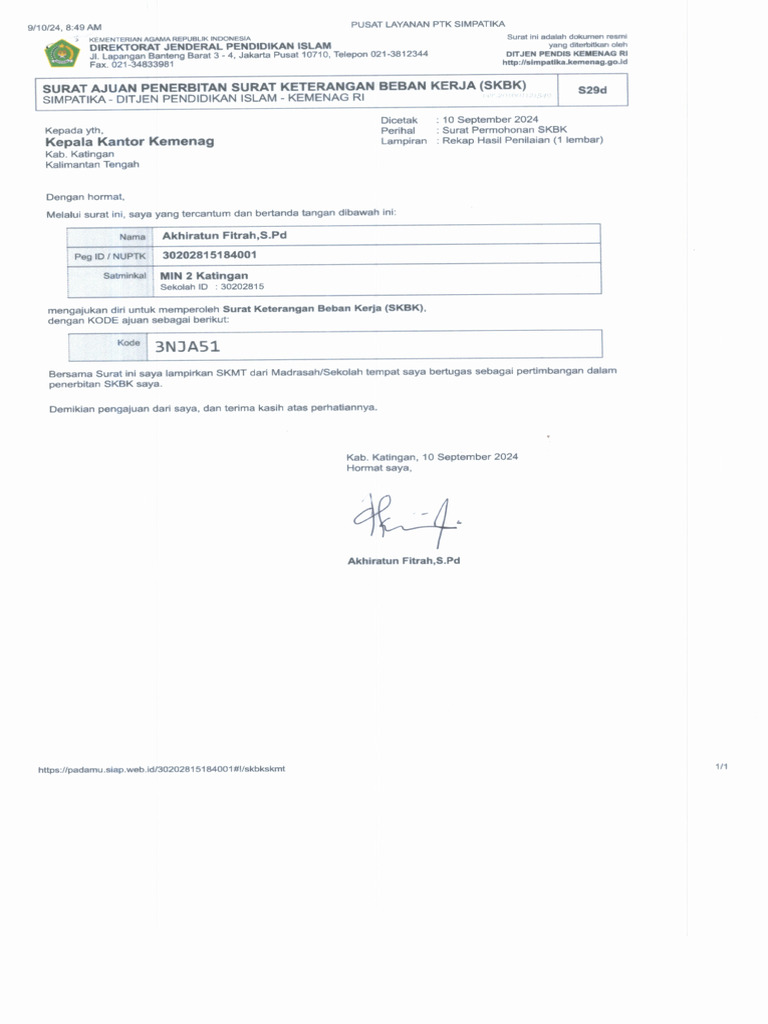 Ajuan SKBK An - Akhiratun Fitrah09122024 | PDF