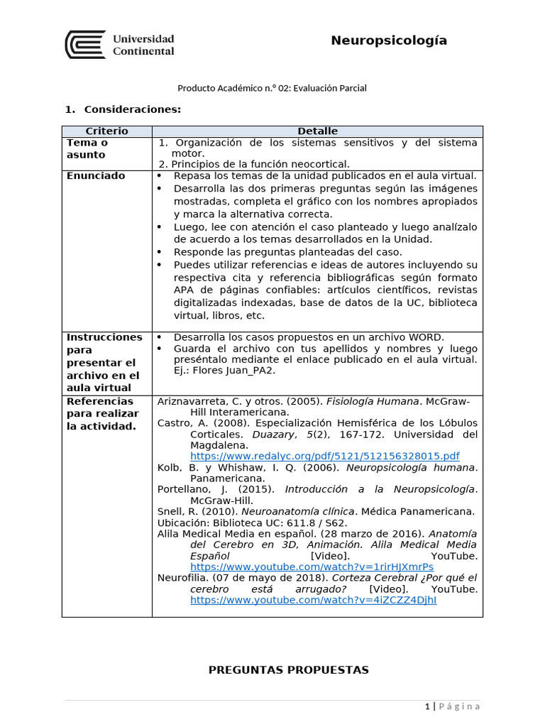 PA2 - Tarea - Neuropsicología - Sarita Ivette Rojas Casas de Ávalos ...