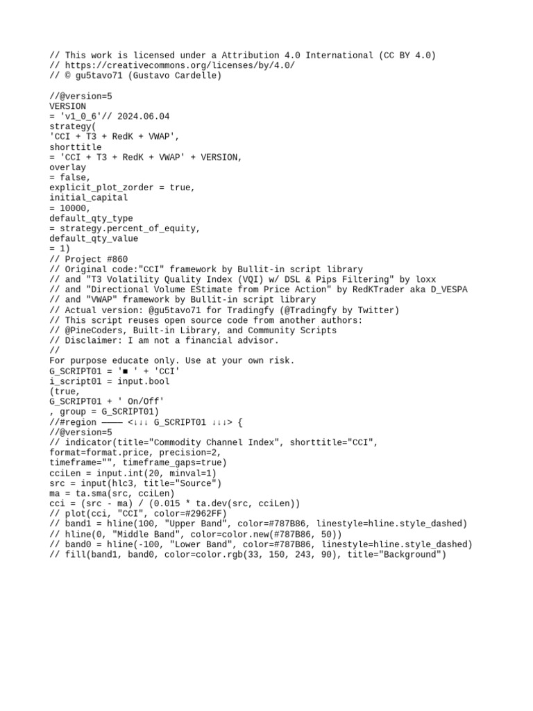 CCI + T3 + RedK + VWAP v1_0_6 | PDF | Prices | Financial Economics