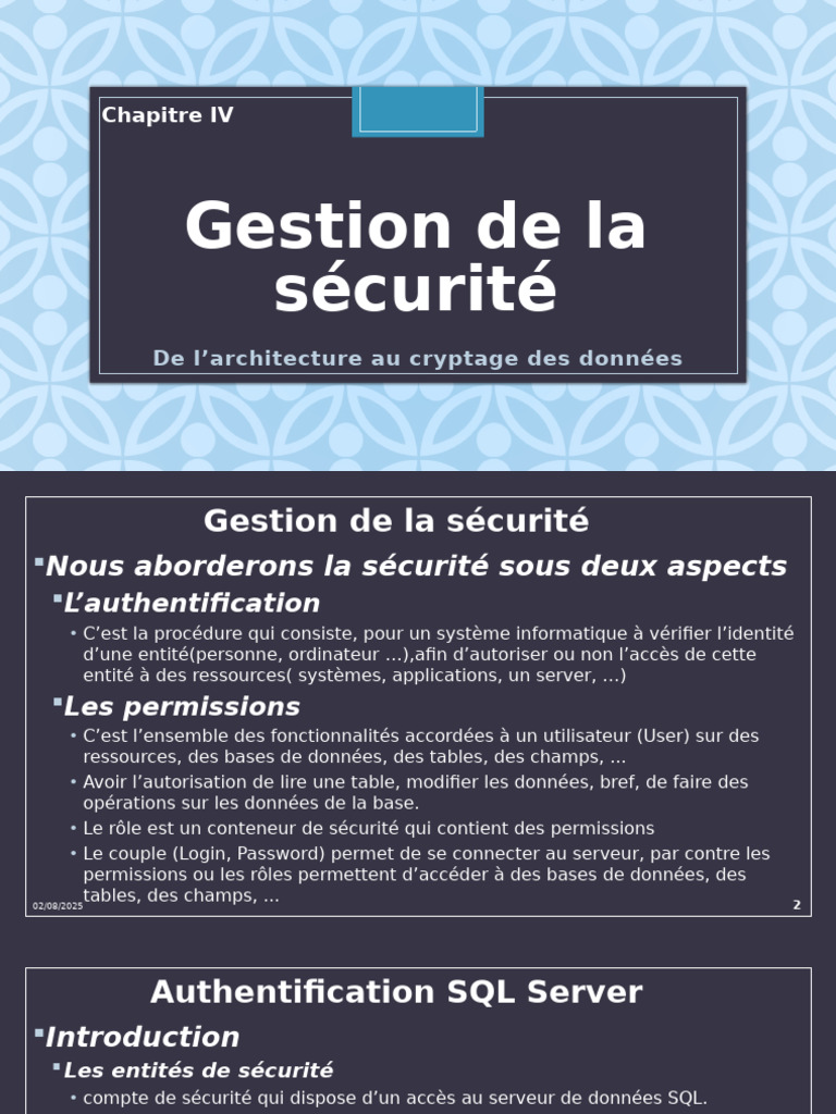 Sécurité et Authentification SQL Server | PDF | Microsoft SQL Server ...