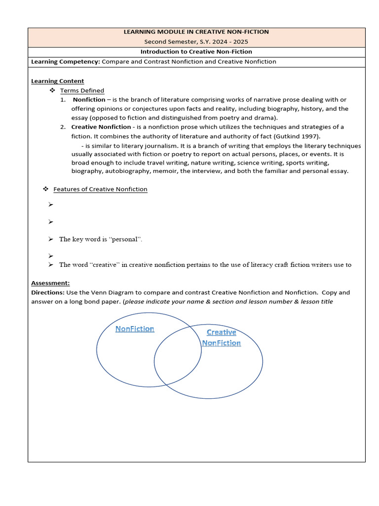 Creative Nonfiction Learning Module 2024 | PDF | Poetry | Creative ...