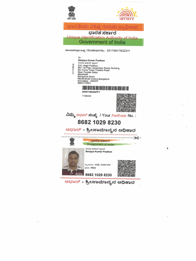 Sanjaya Adhar Card F | PDF