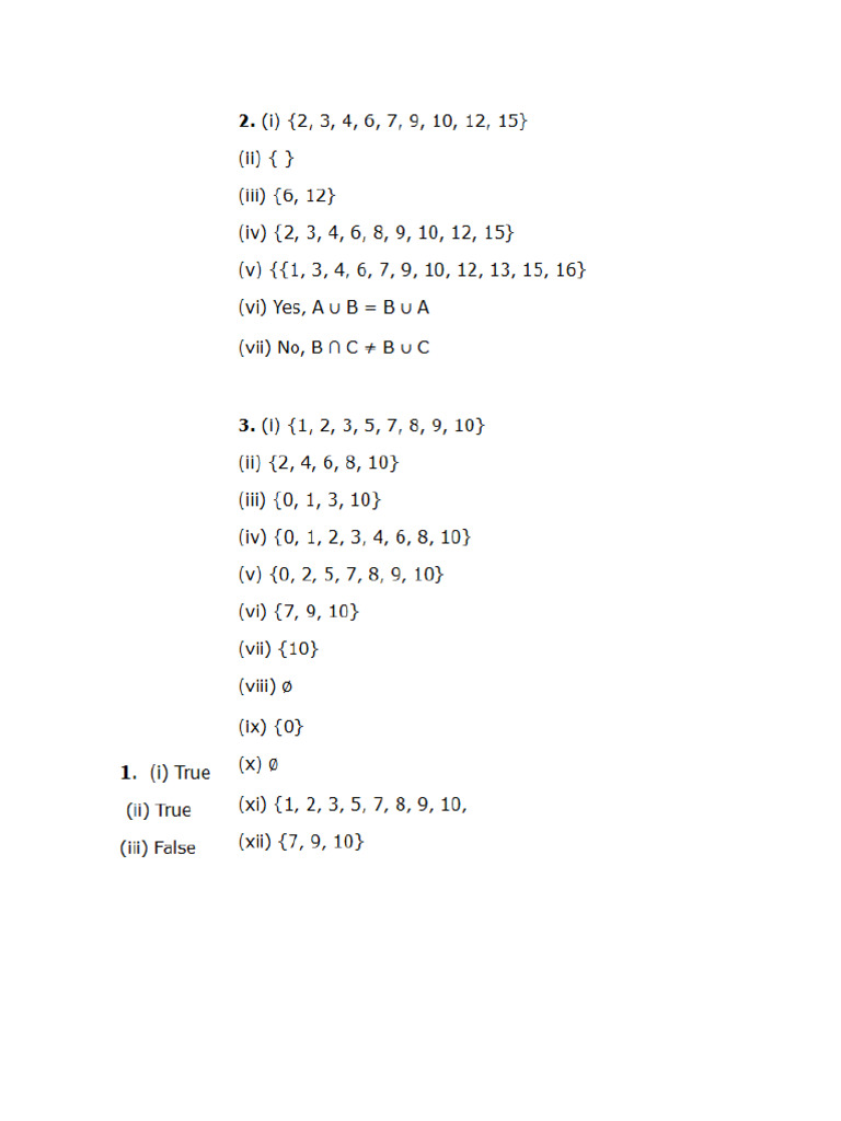 answer key sets | PDF