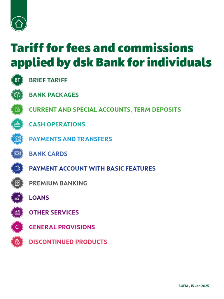 DSK Bank Fees and Commissions Overview | PDF | Cash | Banks