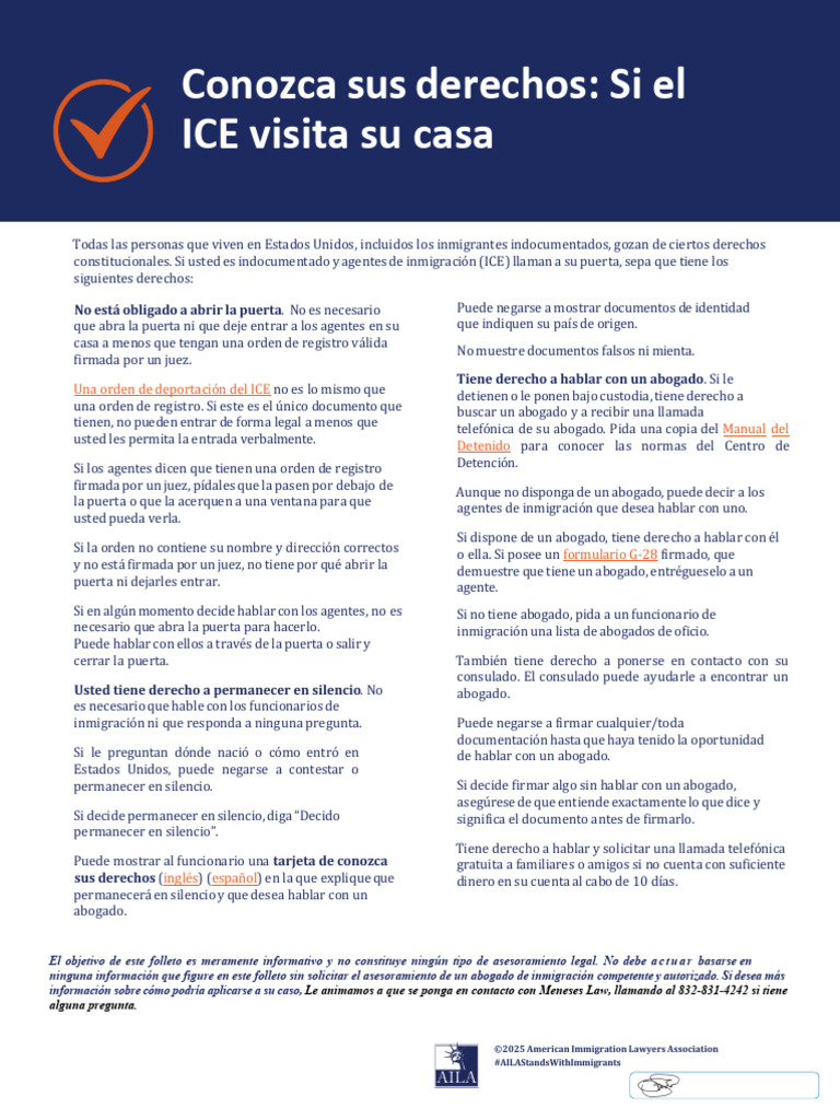 Conozca sus derechos ante el ICE | PDF