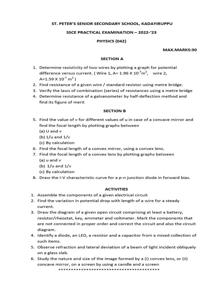 practical exam question paper - Copy | PDF