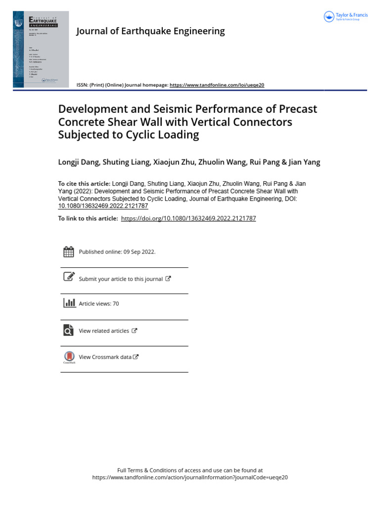 Development and Seismic Performance of Precast Concrete Shear Wall With ...