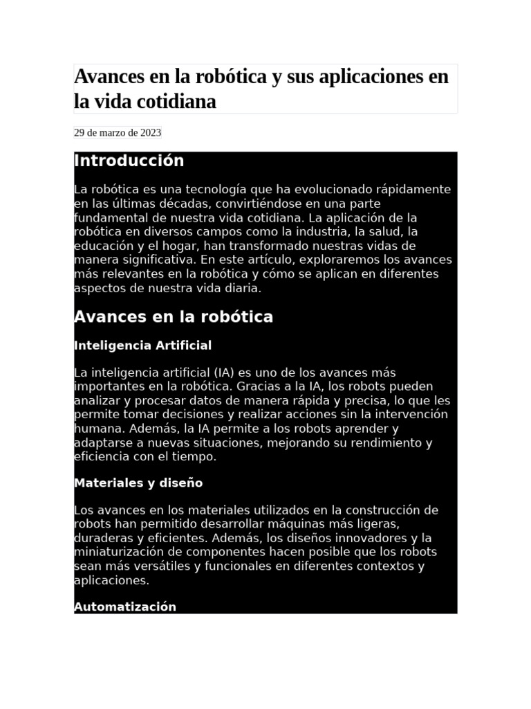 Avances en robótica y su impacto diario | PDF | Robótica | Robot