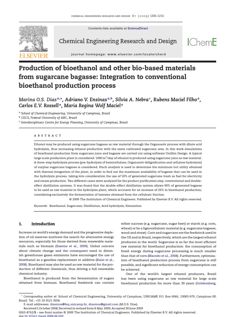 Production of Bio Ethanol and Other Bio-Based Materials | PDF