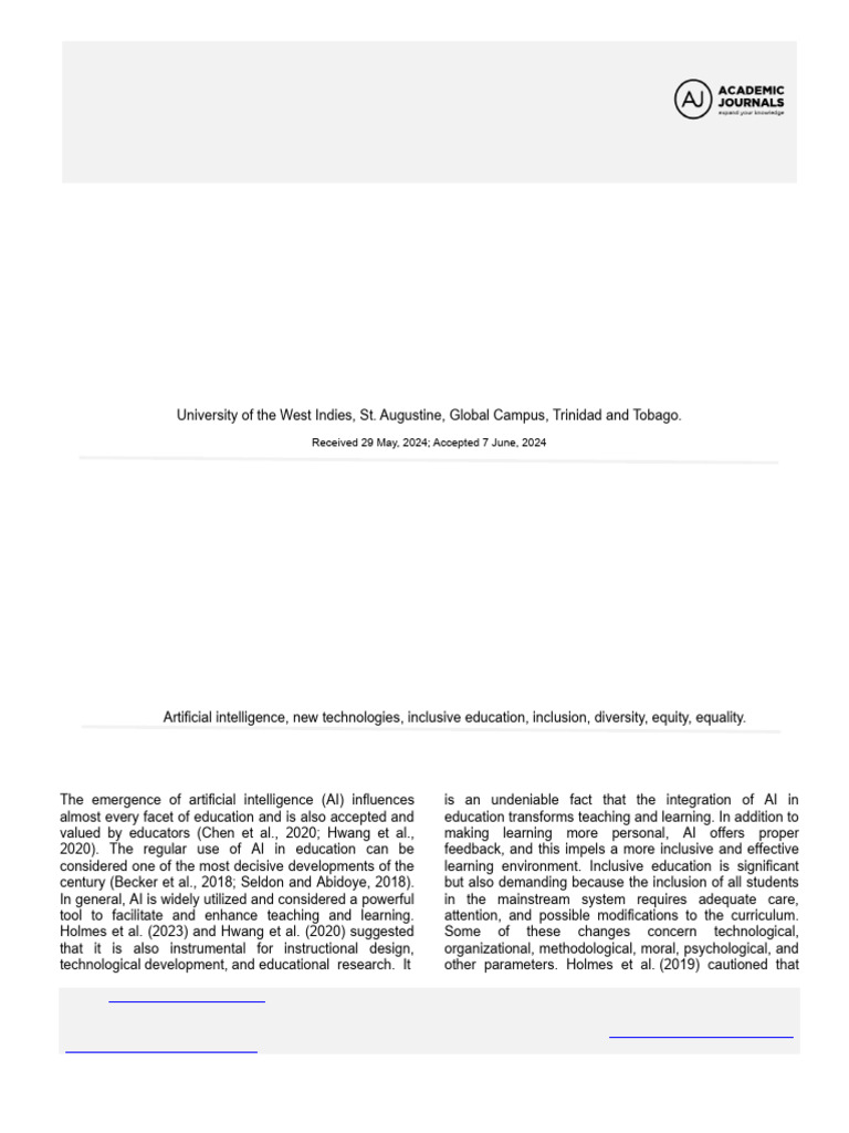 ARTIFICIAL INTELLIGENCE AND INCLUSIVE EDUCATION PDF intelligence overview