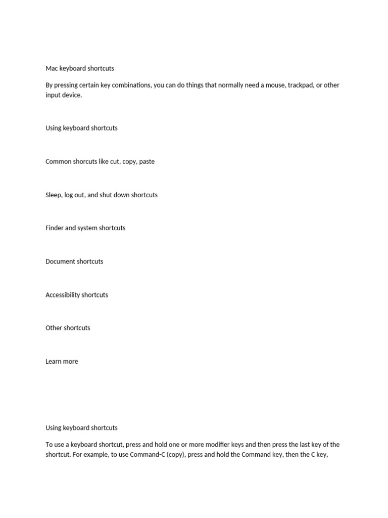 Essential Mac Keyboard Shortcuts | PDF | Finder (Software) | Keyboard ...
