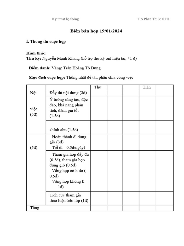biên bản họp mẫu | PDF