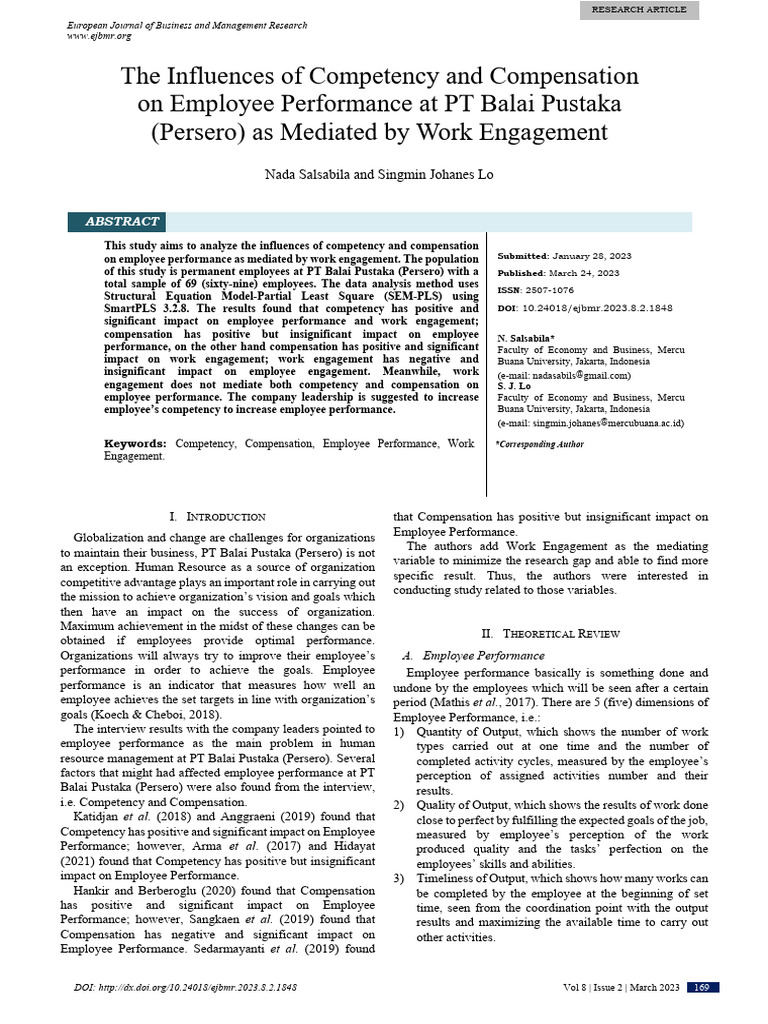 Competency and Compensation Impact on Employee Performance | PDF ...