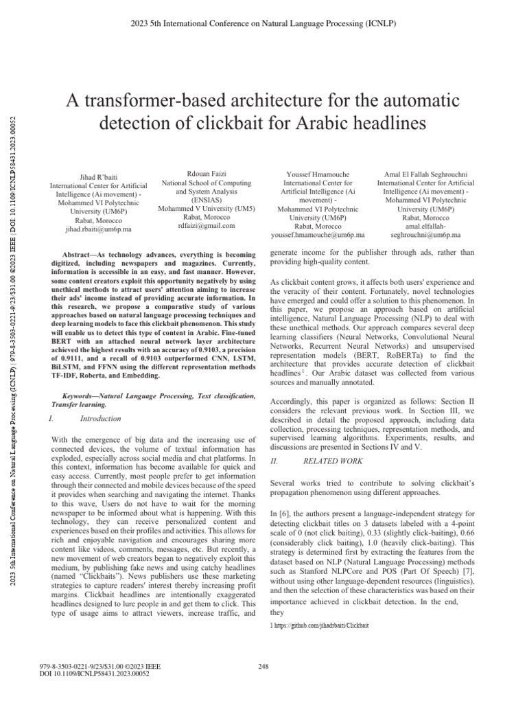 Arabic Clickbait Detection with AI | PDF | Deep Learning | Machine Learning