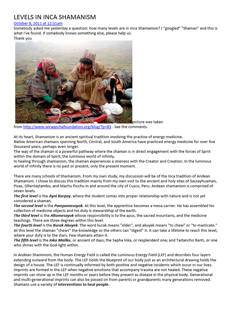 Levels in Inca Shamanism | PDF | Shamanism