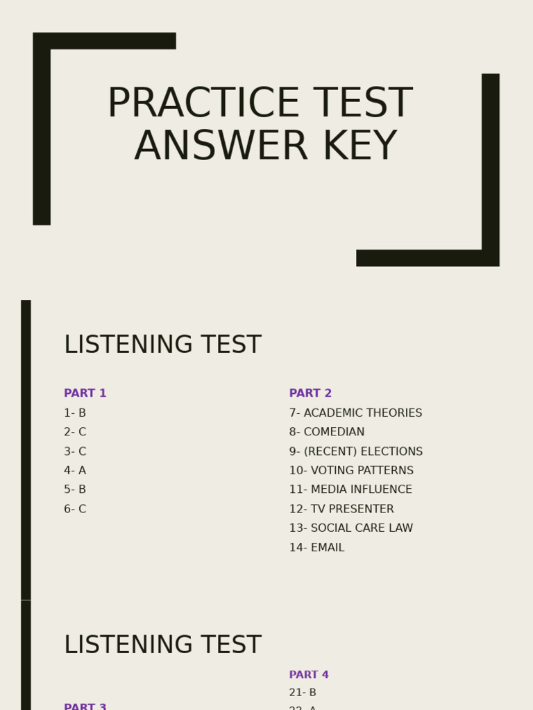 Practice Test Key Listening Pdf