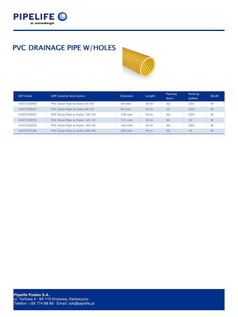 PVC Drainage Pipe W Holes 1725931463 | PDF