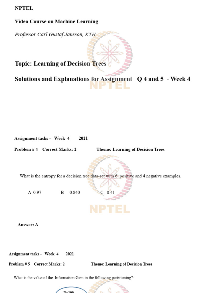 Decision Trees Assignment Solutions | PDF | Machine Learning | Algorithms