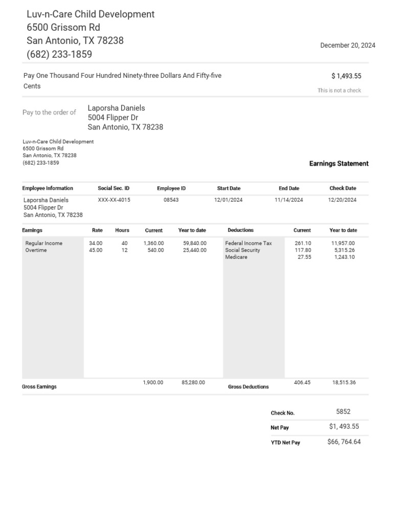 LD Earning Statement 1220 | PDF