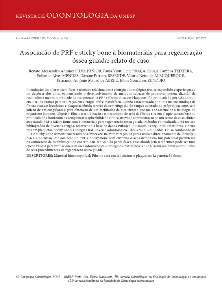 PRF e Sticky Bone na Regeneração Óssea | PDF | Odontologia ...
