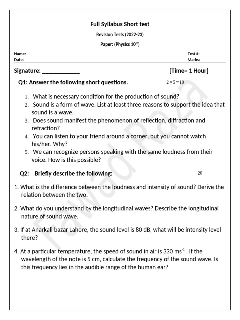 Chap 10 Physics 4 Oct Test | PDF
