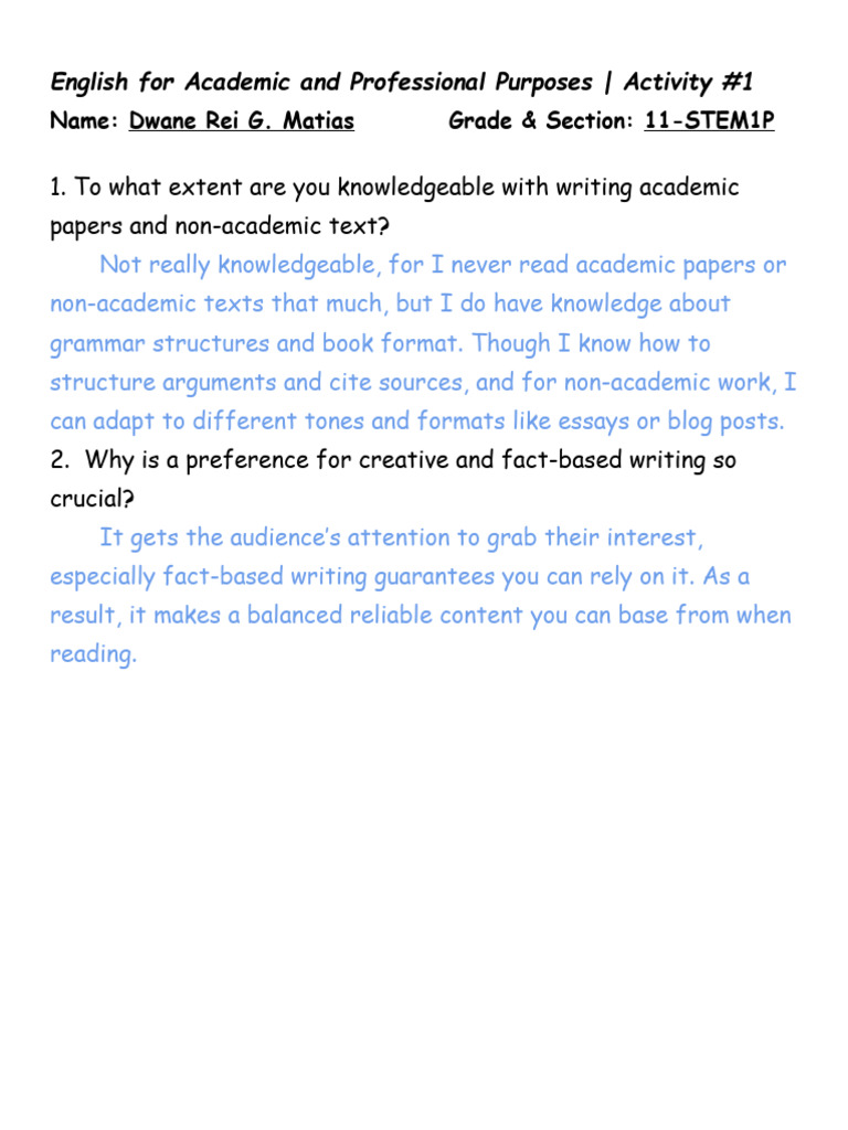 EAPP Activity #1 | PDF