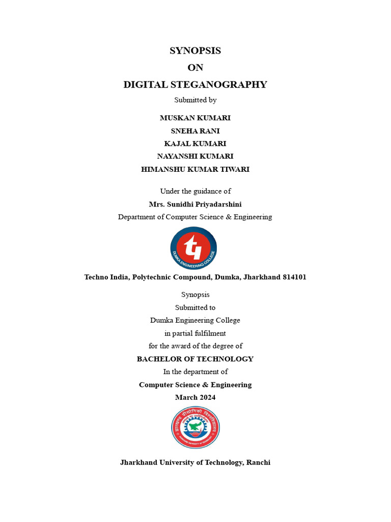 Digital Steganography Project Synopsis | PDF | World Wide Web ...