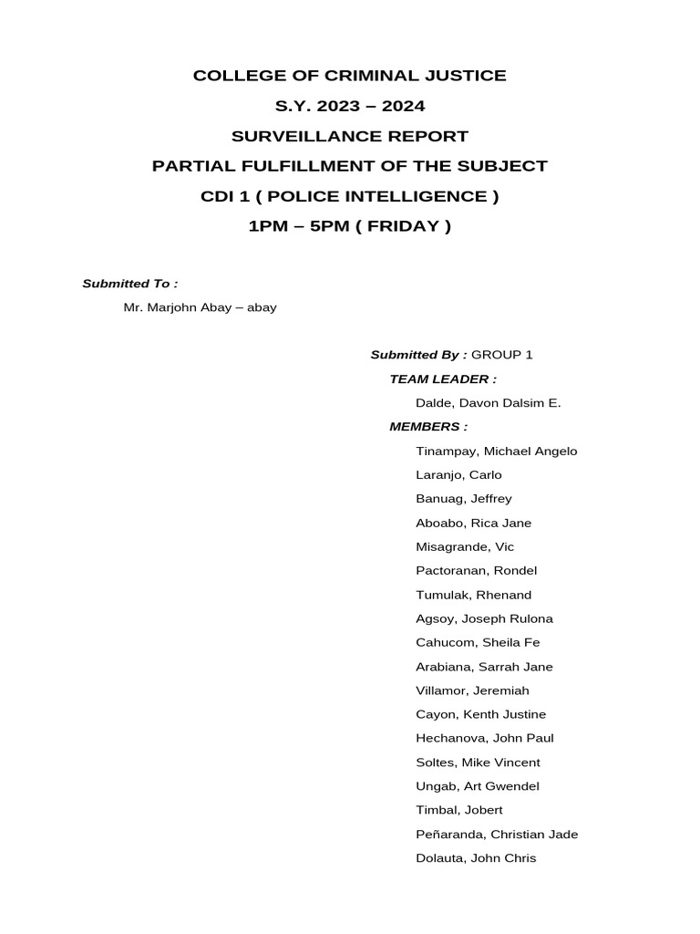Surveillance Report: Police Intelligence 2023 | PDF