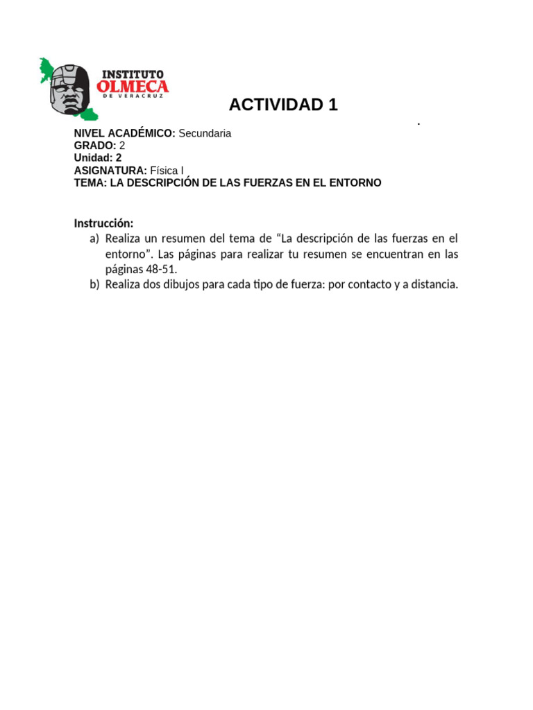 Actividad 1 - La Descripción de Las Fuerzas en El Entorno | PDF