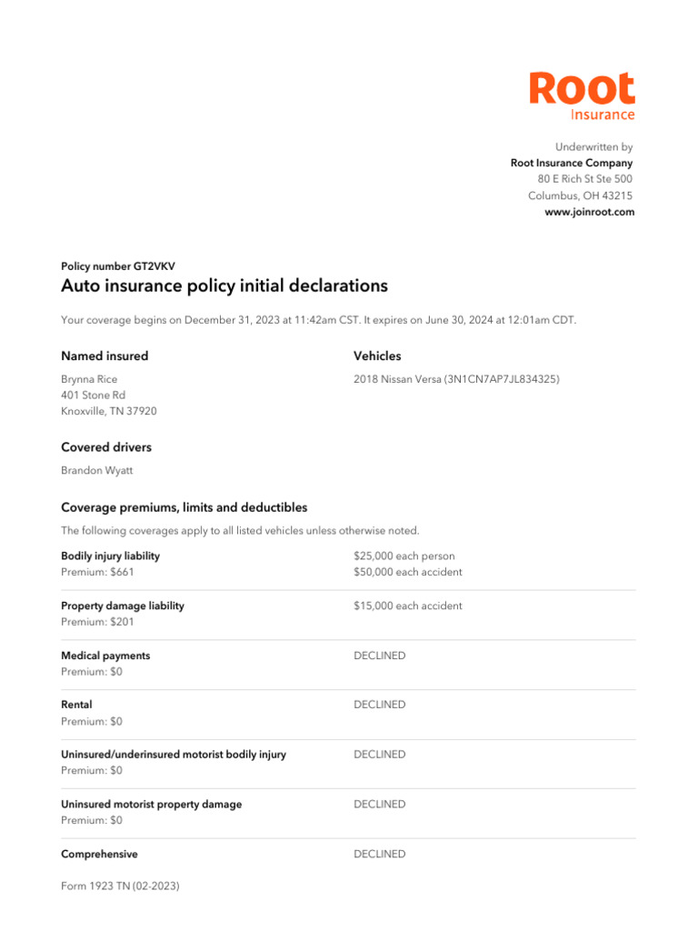 Root Policy Document2024!01!06 | PDF | Liability Insurance | Insurance