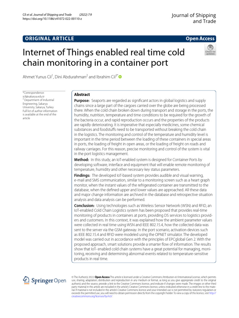 JRNL-Internet of Things Enabled Real Time Cold Chain Monitoring | PDF ...