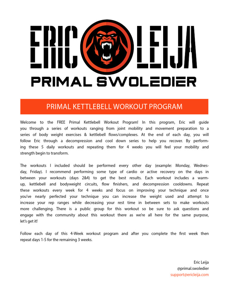 4-Week Primal Kettlebell Program | PDF | Anatomical Terms Of Motion ...