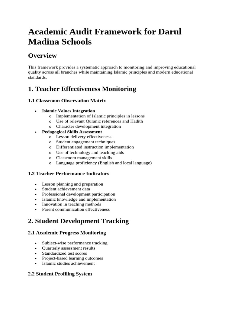 Academic Audit Framework Overview | PDF | Educational Assessment | Teachers