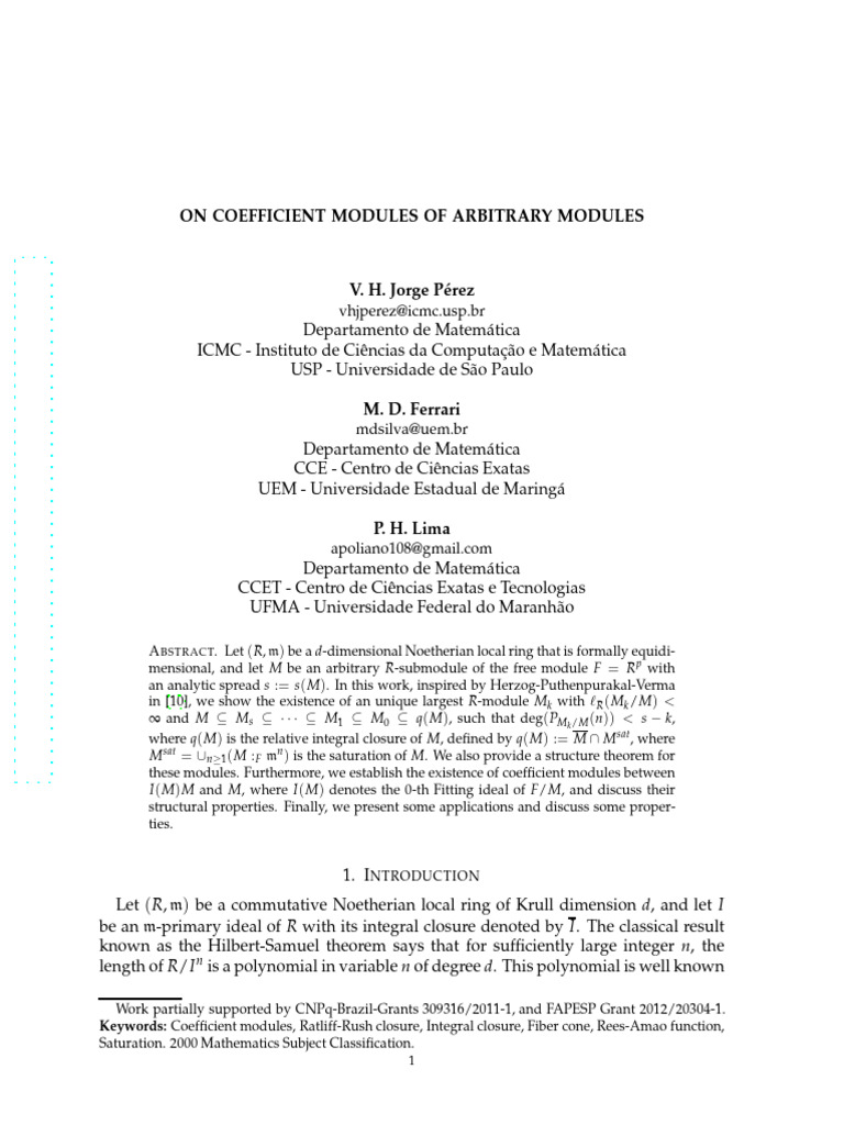 On Coefficient Module of Arbitrary Modules | PDF | Ring (Mathematics ...