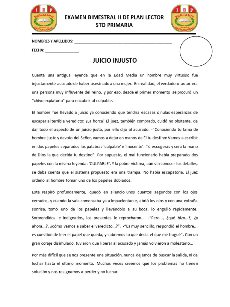 Juicio injusto y astucia del acusado | PDF