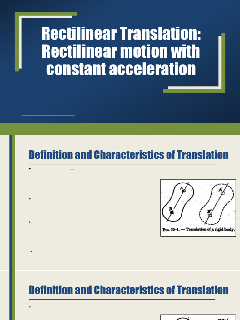Topic II.123. Rectilinear Translation (1) | PDF | Acceleration | Kinematics