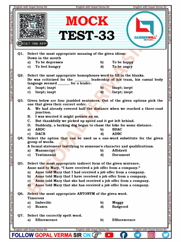 English Language Proficiency Quiz | PDF | Strawberry | Syntax