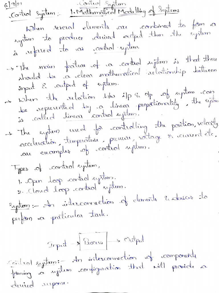 Module 1 Mathematical Modeling Of Systems Pdf