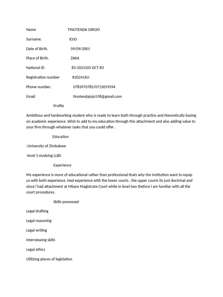 Application for attachment CV and transcript | PDF | Justice | Crime ...