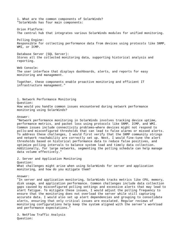 SolarWinds Monitoring Components Guide | PDF | Computer Network ...